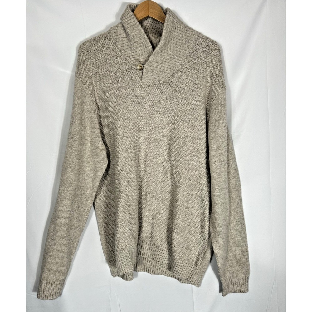 Old Navy Men‎ Shawl Collar Cardigan Beige Size XXL Wool Blend Preppy Academia